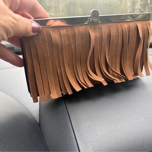 Fringed Tan Clutch Wallet